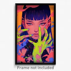 Art Poster - Girl Feeling Determined Wearing Colorless Torn Gloves (Print)
