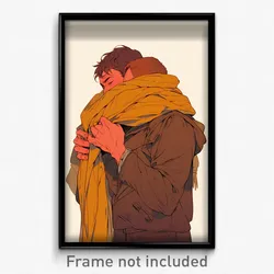 Art Poster - Boys Feeling Isolated Wearing Massive Brown Scarf