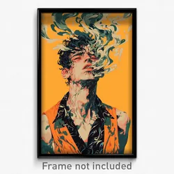 Art Poster - Man Feeling Loathing Wearing Tattered Orange Vest (Print)