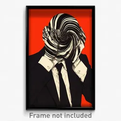 Art Poster - Man Feeling Numb Wearing Colorless Black Necktie (Print)