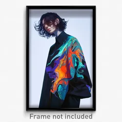 Art Poster - Man Feeling Loopy Wearing Noteworthy Oversized Shirt (Print)