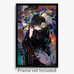 Anime Art Poster - Woman Feeling Unsettled Wearing Amusing Fur Scarf (Print)
