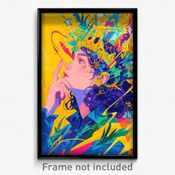Anime Art Poster - Woman Feeling Self Confident Wearing Scientific Crown (Print)