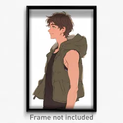 Anime Art Poster - Man Feeling Optimistic, Bulky Sleeveless Jacket (Print)