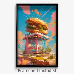 Art Poster - Extra Small Burger Stand (Psychedelic Trippy Weird 11x17 Print)
