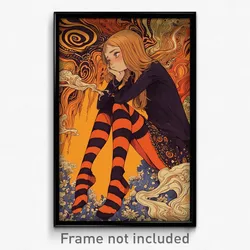 Art Poster - Girl Feeling Mixed Up Wearing Spectacular Orange Legwear (Print)