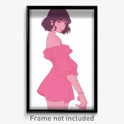 Anime Art Poster - Boy Feeling Suspicious Wearing Thick Pink Dress (Print)
