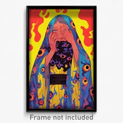 Anime Art Poster - Woman Feeling Baffled Wearing Ambitious Waist Cape (Print)