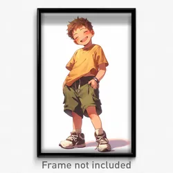 Anime Art Poster - Boy Feeling Happiness Wearing Comfortable Lowleg (Print)