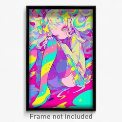 Anime Art Poster - Girl Feeling Calmness, Warm Vertical Striped Legwear (Print)