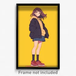 Anime Art Poster - Girl Feeling Paranoid Wearing Wooden Alt Clothes (Print)