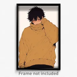 Anime Art Poster - Men Feeling Overwhelmed Wearing Aberrant Turtleneck