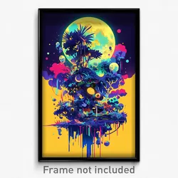 Art Poster - Mushy Sun And Moon (Psychedelic Trippy Weird 11x17 Print)