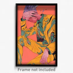 Art Poster - Boy Feeling Intrigued Wearing Wooden Impossible Bodysuit (Print)