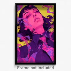 Art Poster - Woman Feeling Insulted Wearing Heartfelt Purple Necktie (Print)