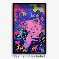 Anime Art Poster - Woman Feeling Dislike Wearing Rosy Print (Print)