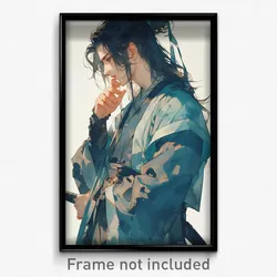Anime Art Poster - Man Feeling Agitation Wearing Heartfelt Ribbon Trim (Print)