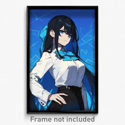 Anime Art Poster - Woman Feeling Claustrophobic, Smooth Blue Bowtie (Print)