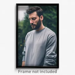Art Poster - Man Feeling Positive Wearing Cloudy Grey Sleeves