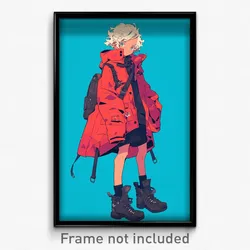Anime Art Poster - Boy Feeling Dejection Wearing Adventurous Red Coat (Print)