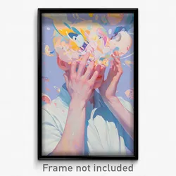 Art Poster - Man Feeling Overwhelmed Wearing Silly White (Print)