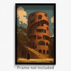 Art Poster - Square Mexican Architecture (Psychedelic Trippy Weird 11x17 Print)