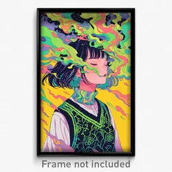Art Poster - Girl Feeling Discombobulated Wearing Active Green Vest (Print)