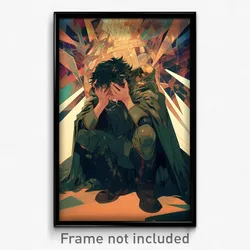 Anime Art Poster - Boy Feeling Anger Wearing Spectacular Green Capelet (Print)