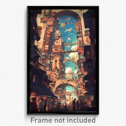 Art Poster - Antique Spanish City (Psychedelic Trippy Weird 11x17 Print)