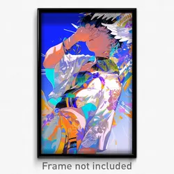 Anime Art Poster - Boy Feeling Adoration Wearing Zany White Sarong (Print)