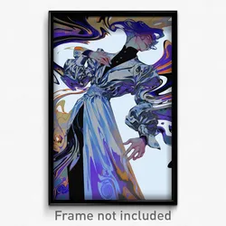 Anime Art Poster - Man Feeling Satisfaction, Gorgeous Silver Dress (Print)