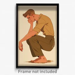Anime Art Poster - Man Feeling Despair Wearing Bronze Yoga Pants (Print)