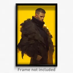 Art Poster - Man Feeling Fondness Wearing Wild Fur Cape (Print)