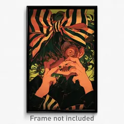 Anime Art Poster - Boy Feeling Fright Wearing Outlandish Striped Bow (Print)