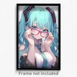 Anime Art Poster - Woman Feeling Doubt Wearing Offbeat Glasses (Print)