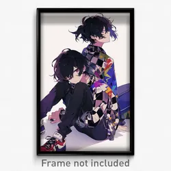 Anime Art Poster - Boys Feeling Confusion Wearing Adamant Patchwork Clothes