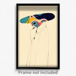 Art Poster - Woman Feeling Embarrassment Wearing Heartfelt White (Print)