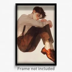 Anime Art Poster - Boy Feeling Unsettled Wearing Gorgeous Brown Footwear (Print)