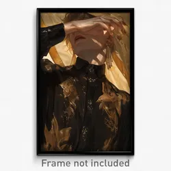 Anime Art Poster - Man Feeling Anticipation, Luxurious Black Dress (Print)