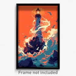 Art Poster - Watery Lighthouse (Psychedelic Trippy Weird 11x17 Print)