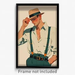 Art Poster - Man Feeling Infatuation Wearing Cute Fedora (Print)