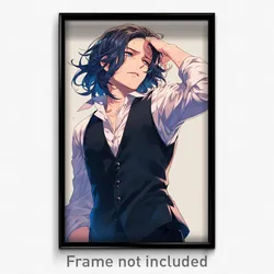 Anime Art Poster - Man Feeling Rattled Wearing Elaborate Black Vest (Print)