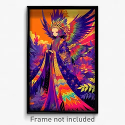 Art Poster - Woman Feeling Idleness Wearing Agile Feathered Wings (Print)