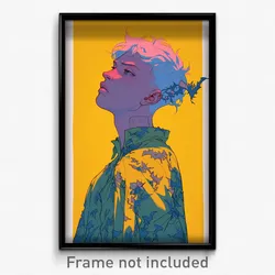 Art Poster - Boy Feeling Annoyance Wearing Mellow Bat Hair Ornament (Print)