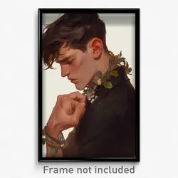 Art Poster - Man Feeling Stuck Wearing Worn Flower Bracelet (Print)