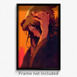 Anime Art Poster - Man Feeling Grief Wearing Strange Animal Hat (Print)