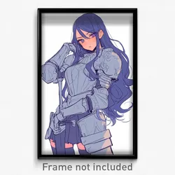 Anime Art Poster - Girl Feeling Awe Wearing Wavy Plate Armor (Print)