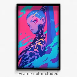 Anime Art Poster - Woman Feeling Calmness Wearing Lovely Striped Necktie (Print)