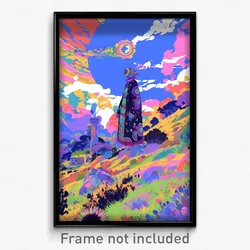 Art Poster - Vibrating Outpost (Psychedelic Trippy Weird 11x17 Print)