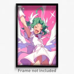 Anime Art Poster - Woman Feeling Joy Wearing International Wings (Print)